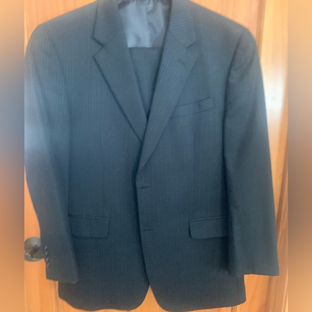 Black and Blue pinstripe suit